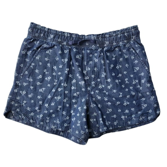 Gap Kids Girls Lightweight Durable Super Soft Fabric Pockets Woven Shorts (Dark Wash, M (7/8))