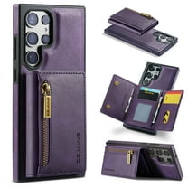 Wallet Case Compatible with Samsung Galaxy S23 Ultra, [Support MagSafe Wireless Charging] Flip Magnetic PU Leather Wallet Phone Cover with Detachable Card Holder for Samsung Galaxy S23 Ultra, Purple