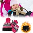 thumbnail image 3 of LIhncine 2Pcs Kids Winter Knit Hat Gloves Set Warm Lining Thermal Beanie for 4-10 Year Boys and Girls One Size, 3 of 3