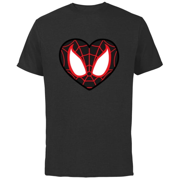Marvel Ultimate Spider-Man Miles Morales Heart Mask Logo - Short Sleeve Cotton T-Shirt for Adults - Customized-Black