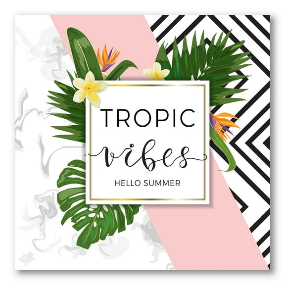 Designart ' Geometrics Tropic VIbes On Triangular ' Nautical & Coastal Canvas Wall Art Print