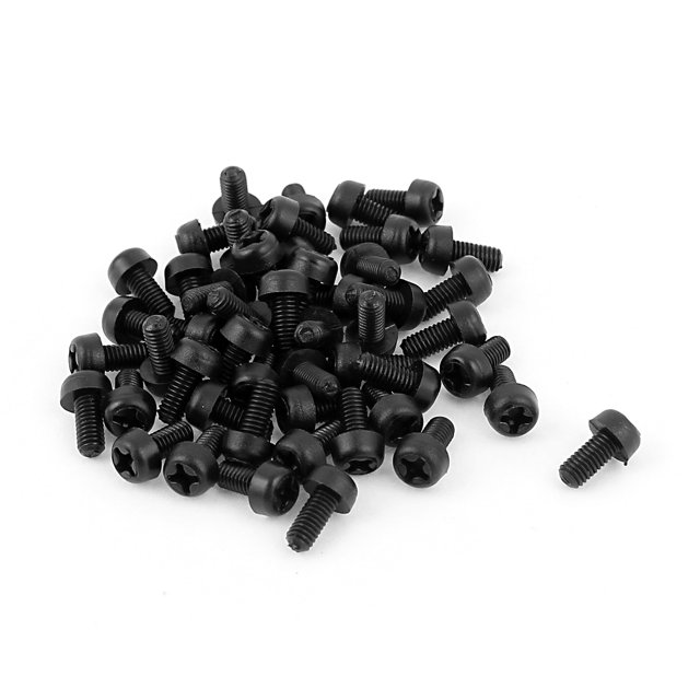 Unique Bargains M3 x 6mm Plastic Phillips Cross Pan Head Machine Screws Black 50 PCS