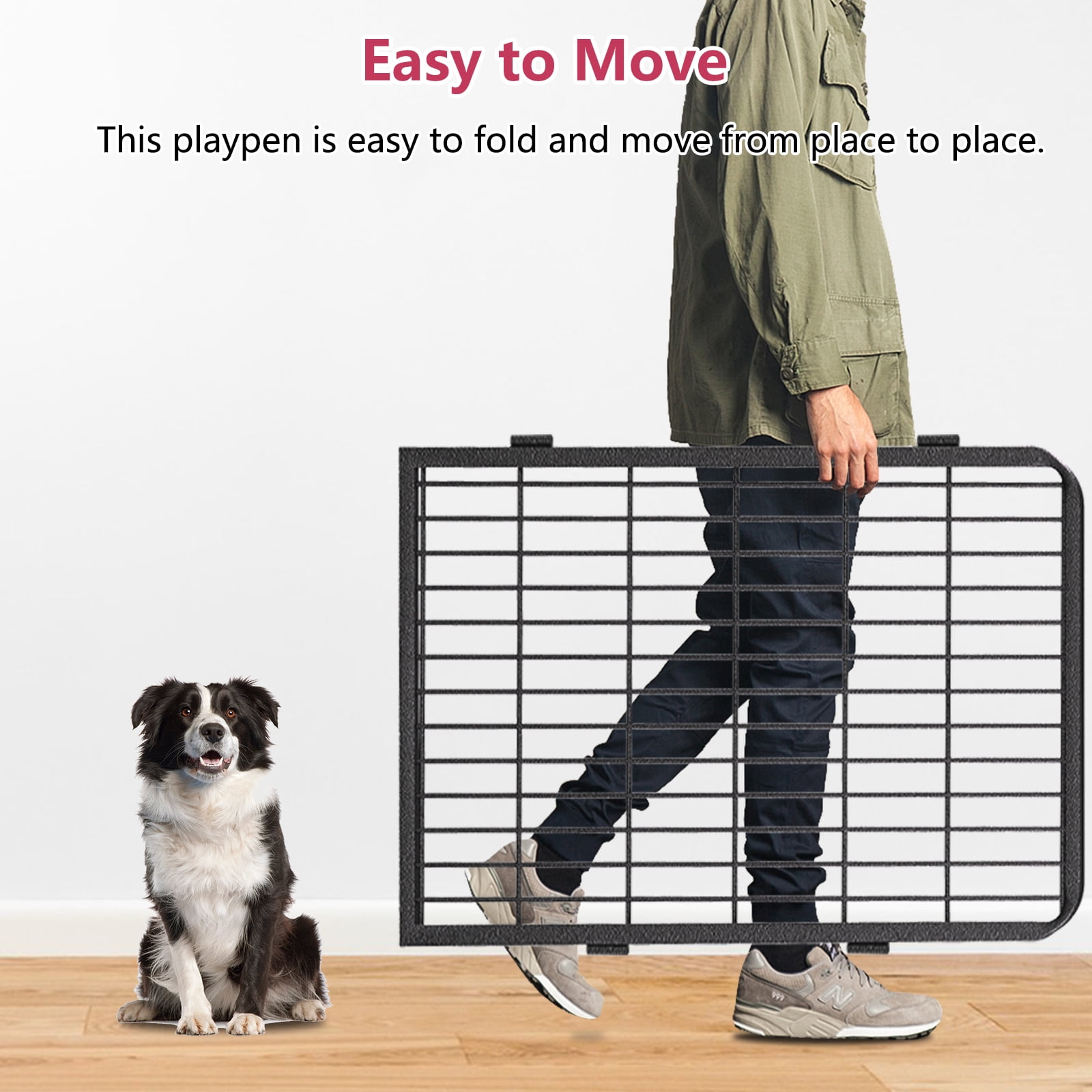 Jhsomdr Dog Playpen Dog Fence Outdoor for Yard 12 Panels 40" Height Puppy Playpen Dog Exercise Pen Indoor Pet Fence with Doors for Large/Medium/Small Dogs