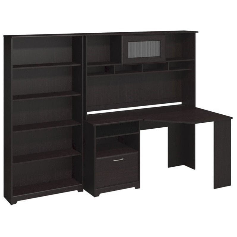 Cabot Corner Desk With Hutch And 5 Shelf Bookcase In