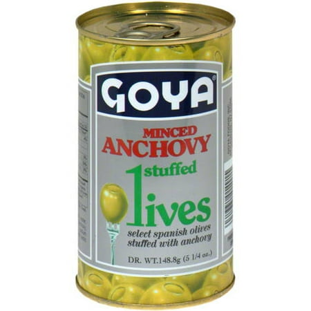 Goya Minced Anchovy Stuffed Olives, 5.25 oz. (Pack of