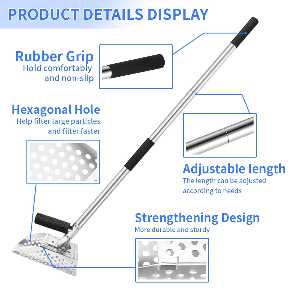 Heavy Duty Sand Scoop for Metal Detecting - Beach Screen Treasure Hunts, Sand Shovels, Metal Detector Detection Accessories, and Digging Tools