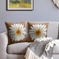 thumbnail image 2 of Spring Daisy Pillow Covers 20x20 Set of 2 Cute Floral Brown Summer Outdoor Decorative Throw Pillows Farmhouse Flower Pillowcases Linen Cushion Case Decor for Home Sofa Couch Bed, 2 of 7