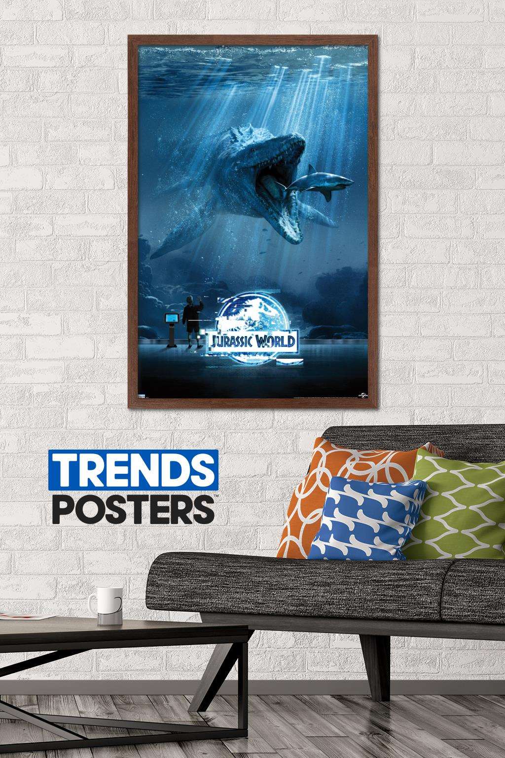 Jurassic World - Water Wall Poster, 22.375" x 34", Framed