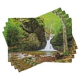 thumbnail image 1 of Ambesonne Scenery Place Mats Set of 4, Spring Waterfall Nature, Standard Size, Green and White, 1 of 6