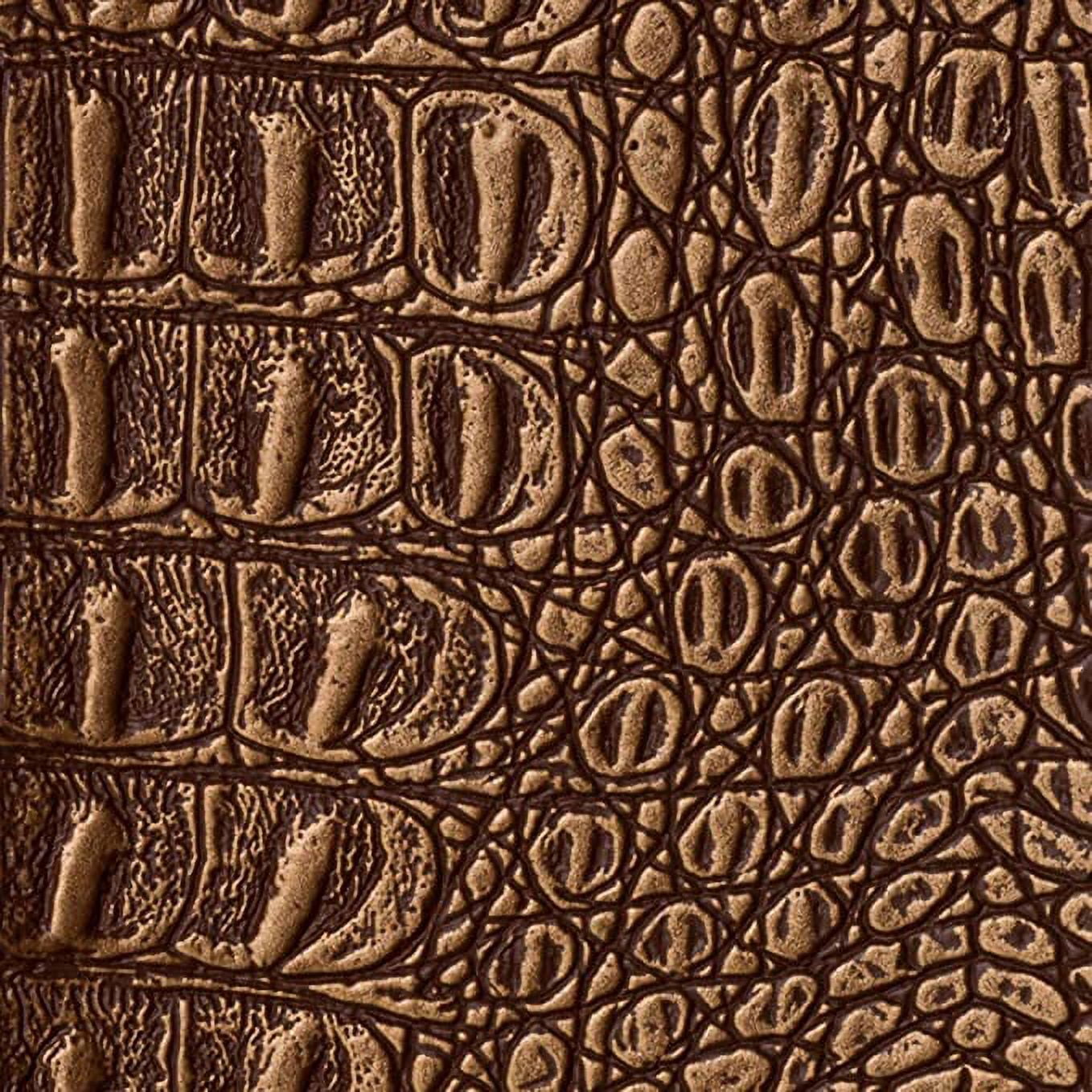 Gator Faux Leather, Soft Textured Crocodile Vinyl Fabric, Alligator Skin Embossed Upholstery And DIY Craft Pleather Sheets – Cut Continuously By The Yard (Copper Metallic)