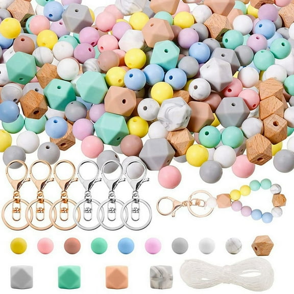 Silicone Beads, 120pcs Silicone Beads for Keychain Making, Silicone Beads Bulk Hexagon Rubber Beads for Jewelry Making
