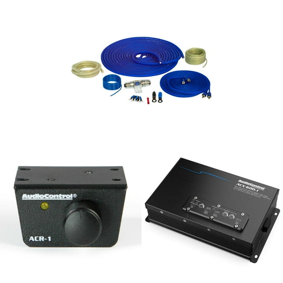 AudioControl ACX-600.1 All Weather 600 Watts RMS @2OHM Monoblock Amplifier with 4 Gauge OFC Pure Copper Wiring Kit and ACR-1 Bass Knob Remote