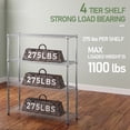 thumbnail image 6 of Ktaxon 4-Tier Metal Shelving Unit, Adjustable Shelf Organizer for Garage Kitchen, Storage Rack Capacity for 1100 lbs, 36"W x 14"D x 47"H, Chrome Bright Silver, 6 of 21