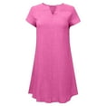 thumbnail image 4 of Women's Shift Dress V-Neck Short Sleeve Cotton Line Dresses Solid Color Loose Fit T-Shirt Tunic Short Dres, 4 of 8