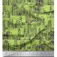 thumbnail image 1 of Soimoi Green Cotton Voile Fabric Buildings Architectural Fabric Prints By Yard 58 Inch Wide, 1 of 5
