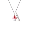 thumbnail image 2 of Delight Jewelry Resin White Cupcake with Pink Frosting Silvertone Live the Life You Have Imagined Bar Charm Necklace, 23", 2 of 4