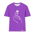 thumbnail image 4 of Meichang Valentines Day T-Shirts pour Femmes Hauts Mignons T-Shirts Graphiques Cœur Hauts Manches Courtes Coupe Ample Chandail de Fête Col Rond T-Shirts Mignons Blouses, 4 of 4