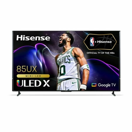 Hisense 85-Inch Class Mini-LED Premium ULED X QLED Series 4K Google Smart TV with Alexa Compatibility, 120Hz, Dolby Vision Atmos, 2500-nit HDR10+, Hands Free Voice Control (85UX, 2023 Model)