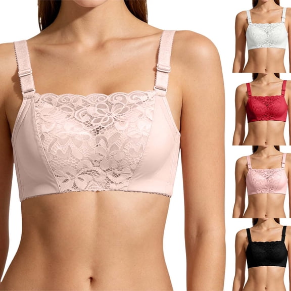 Bixock Plus Size Bra for Women Push Up Bra Wireless Seamless Bra Lace Lift Support Wide Straps Soft Breathable Everyday Wear Women Under Wear