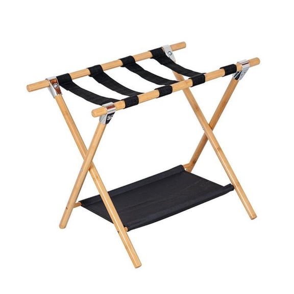 Portaequipajes, soporte para maleta, organizador resistente de bambú, soporte plegable para equipaje con estante de almacenamiento para habitación de