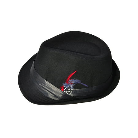 Mens Wool Fedora Trilby Hat Feather with Black