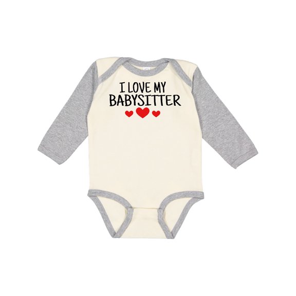 Inktastic I Love My Babysitter Boys or Girls Long Sleeve Baby Bodysuit