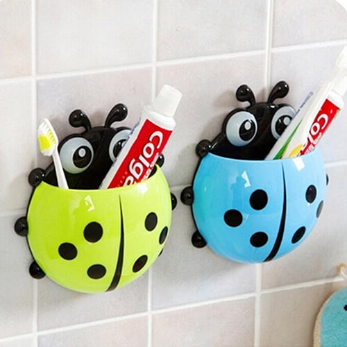 Bathroom Set Animal Cartoon Toothbrush Holder Suction Cup Ladybug Wall Mounted 