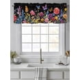 thumbnail image 4 of Spring Elegant Flowers Curtain Valances for Windows, Black Pastoral Floral Kitchen Valance Window Treatment, Light Filtering Block Curtains for Bathroom/Bedroom/Living Room 42'' x 18'', 4 of 9