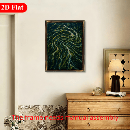 2D Flat, River Valley Landscape Wood Framed Wall Art, Nature Inspired Wooden Wall Decor, 12x16in