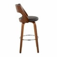 thumbnail image 4 of Cecina Mid-Century Modern Barstool With Swivel In Walnut And Grey Faux Leather - Set Of 2, 4 of 8