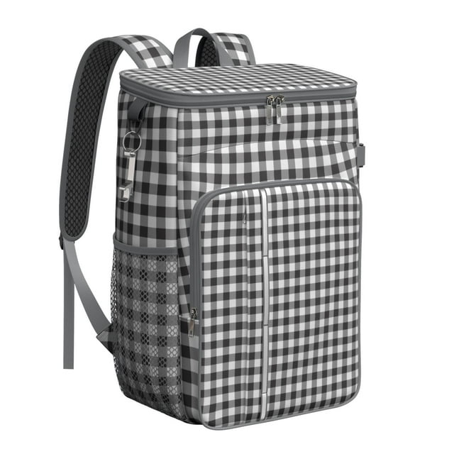 Colorful Checkered Soft Cooler Bag - 20L Insulated Leakproof Backpack for Travel, Work & Outdoor Adventures