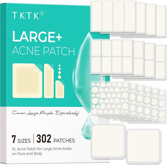 Pimple Patches TKTK, hidrocoloide grande, 7 tamaños XL, 302 unidades
