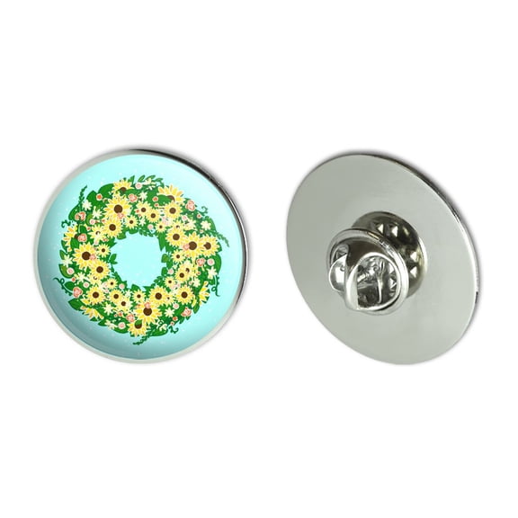 Summer Wreath Sunflowers  Metal 1.1" Tie Tack Hat Lapel Pin Pinback