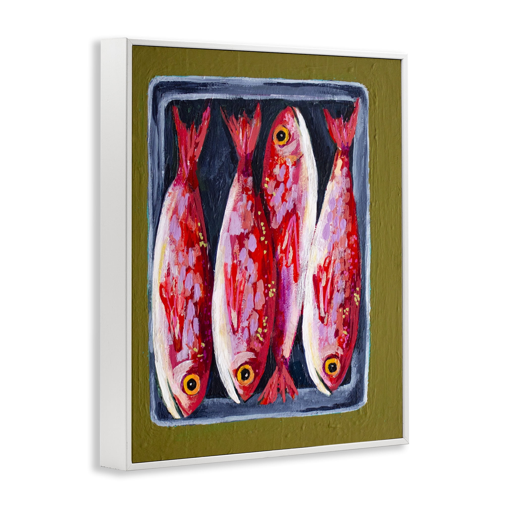 Stupell Industries Red Fish on a Platter White Framed Giclee Art, design by Rachel Nerney