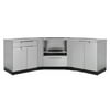 Outdoor Kitchen 6 Piece Cabinet Set in Stainless Steel with Countertops and Covers