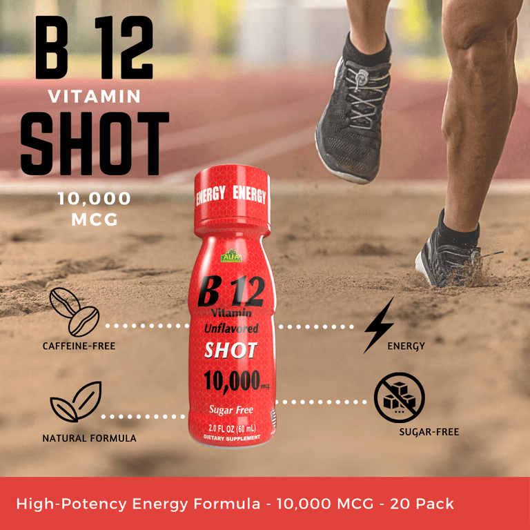 high potency b12 injections Alfa Vitamins B12 Vitamin Shot with 10000 MCG Highest Potency - Sugar-Free, Caffeine-Free