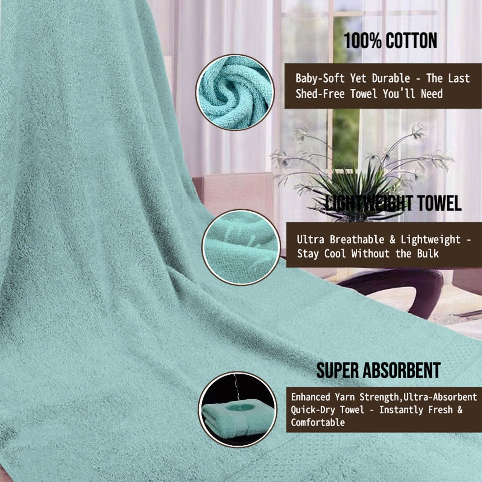 Muddy Cat Towels Luxury Bath Towel Set of 6 Pieces, 100% Turkish Cotton, Ultra Soft & Highly Absorbent for Everyday Use, 2 (700GSM) Bath Towels, 2 Hand Towels, 2Washcloths，Emerald Green