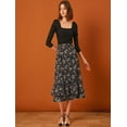 thumbnail image 3 of Falmidi fluicon dobladillo con volantes escalonados y cintuelástiestampapamujer Negro-Floral M, 3 of 7