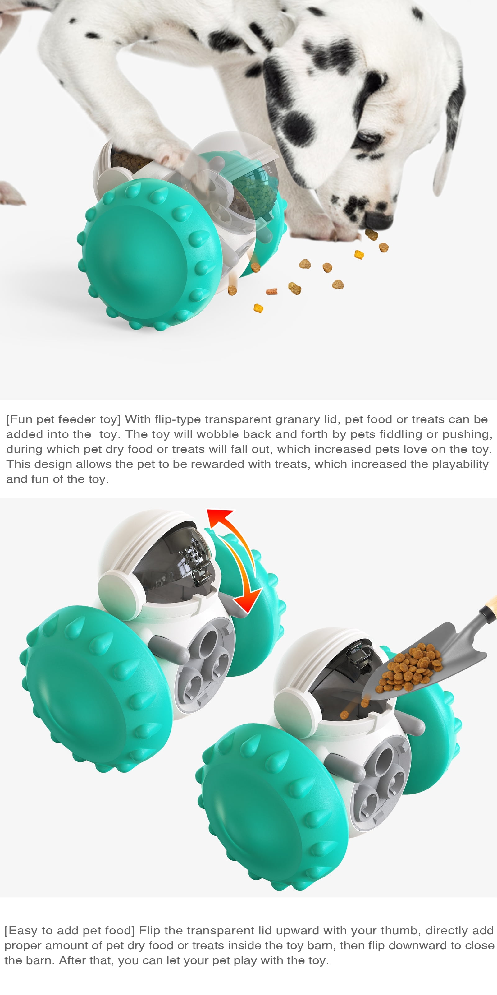 Pet Zone IQ Treat Ball Dog Treat Dispenser Toy Ball Interactive Dog Toy -  3 Dog Food Toy Stimulation, Slow Feeder