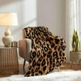 thumbnail image 3 of Brown Leopard Throw Blanket, Cheetah Print Blanket, Cozy Soft Blanket, Lightweight Fluffy Fuzzy Warm Plush Flannel Blanket, Fleece Blanket for Couch, Bed, Sofa, Leopard Print Gifts, 50"x60", 3 of 3