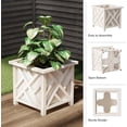 thumbnail image 3 of Lattice Design Outdoor Planter Box - 14.75” Square 13” Tall White Plant Pot - Decorative Plant Pots for Front Porch Decor - Flower Pots Outdoor Planters for Porch Patio or Garden Decor by, 3 of 8