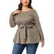 thumbnail image 1 of Blude talgrande pamujer con pade gallo, blusas de trabajo informales paoficina, top peplum marrón 3XL, 1 of 6