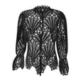 thumbnail image 5 of Dyegold Summer Tops for Women 2023 Trendy, Loose Womens Summer Tops Dressy Casual Lace Crochet T-Shirts Flare Long Sleeve V Neck Blouses Sexy Hollow Out ​Tops, 5 of 6