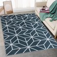 thumbnail image 3 of Modern Area Rug, Geometric Pattern Print Velvet Plush Carpet Distressed Accent Rug, 3 of 9