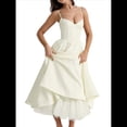 thumbnail image 3 of Vestidos de Invitada de Boda para Mujer, con Tirantes Finos, Corsé, para Fiesta de , con Encaje Floral, Vestidos Largos de Fiesta Crema XL, 3 of 9