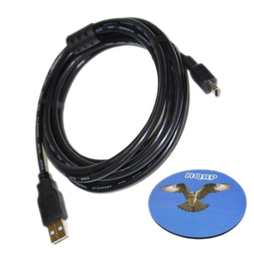 HQRP Extra Long 10ft USB to Mini USB Cable for Canon EOS 10D, 20D, 30D, 40D, 50D, 5D Digital