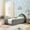 Grey Boucle Fabric Foam, variant on XIZE Twin Size Dinosaur-Shaped Bed with Safety Guardrail and Solid Wood Frame, Fabric Upholstered Bed for family