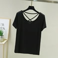 thumbnail image 2 of fatyb Women's Lounge Tops Short Sleeve Comfy Pajama T Shirts Casual Crew Neck Loose Blouses Sleepwear, 2 of 7