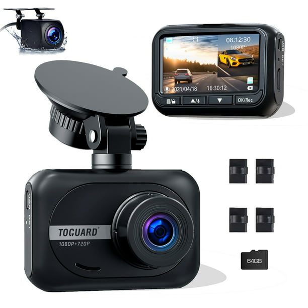 schuifelen dozijn Zenuw Dual Dash Cam, TOGUARD FHD 1080P Front Car Camera with Waterproof Rear  Camera, 64GB U3 SD Card - Walmart.com