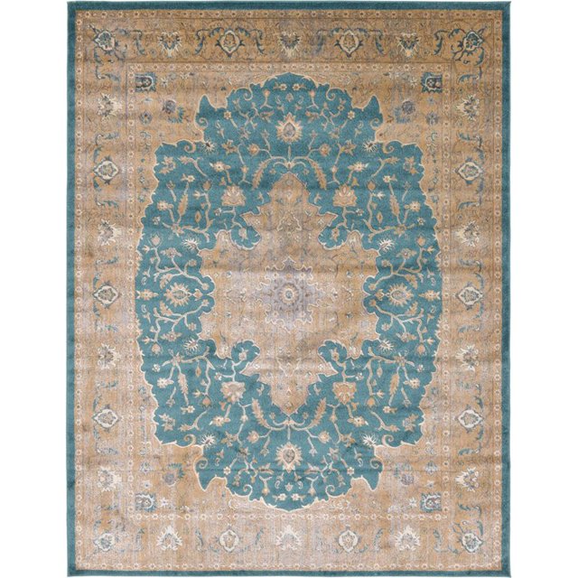 Unique Loom Tapis Rectangulaire de Transition Aurora 9' x 12' Sarcelle/beige